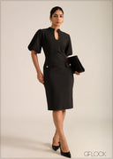 Puff Sleeved Midi Dress - 261026