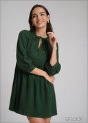 Balloon Sleeve Gauze Dress - 250425