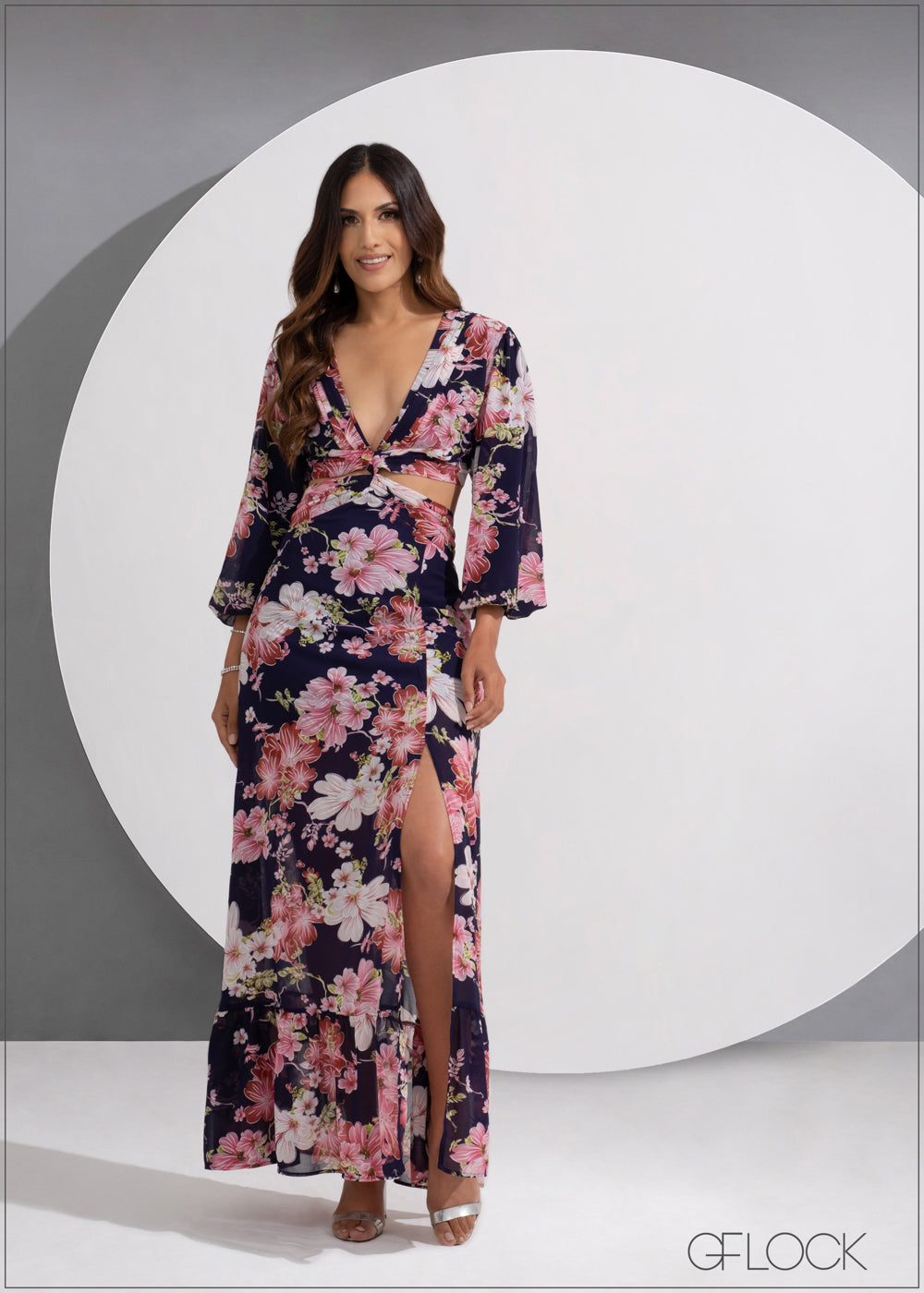 V-Neck Frill Detailed Maxi Dress - 190523