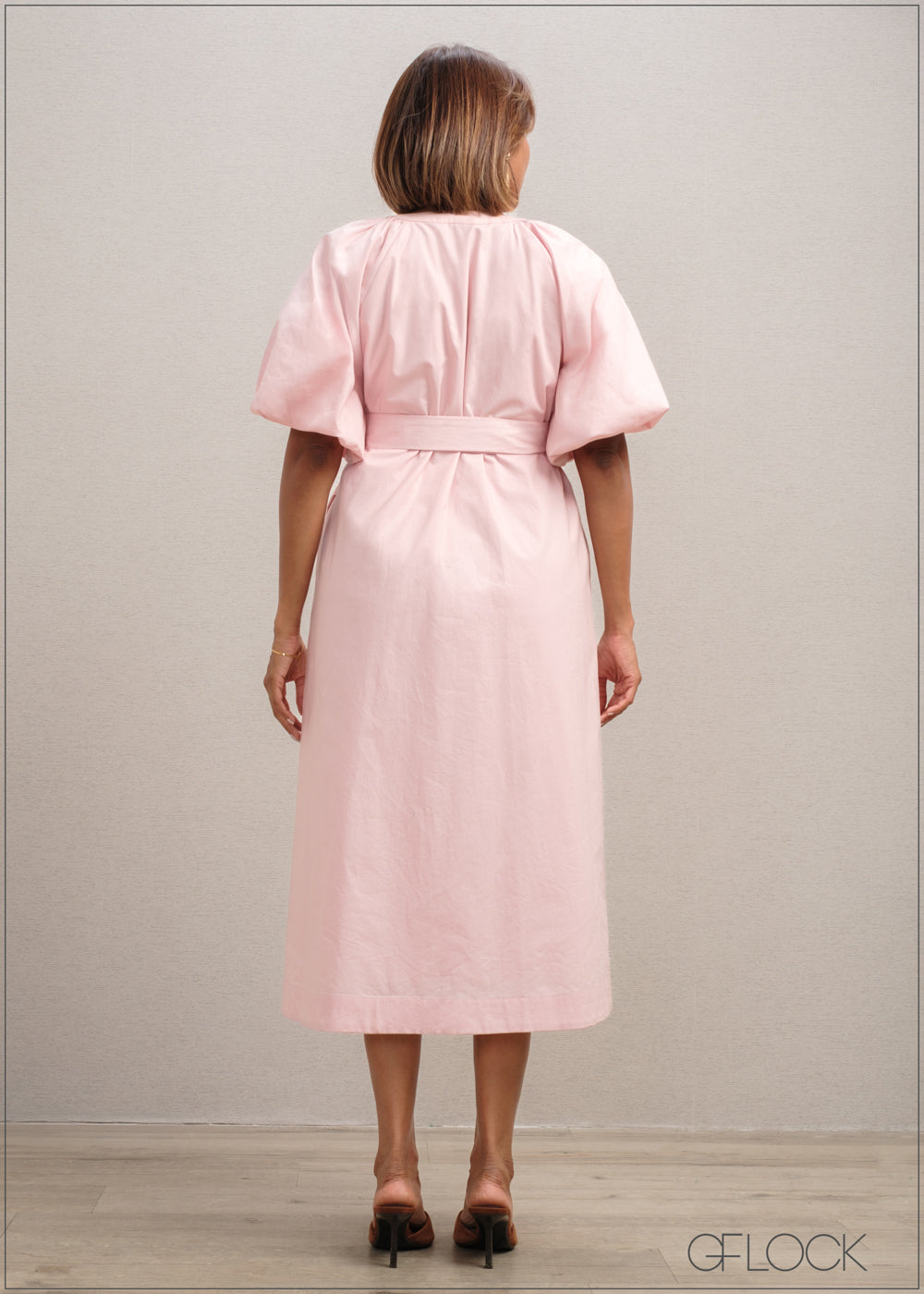 Volume Sleeve Midi Dress - 300625