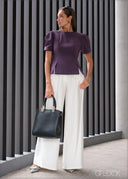 Puff Sleeve Double Slit Top - 070826