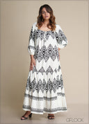 Geo Printed Maxi Dress - 180825