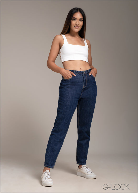 Dark Blue Mom Jean - 071122