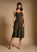 Bustier front beaded strap midi dress