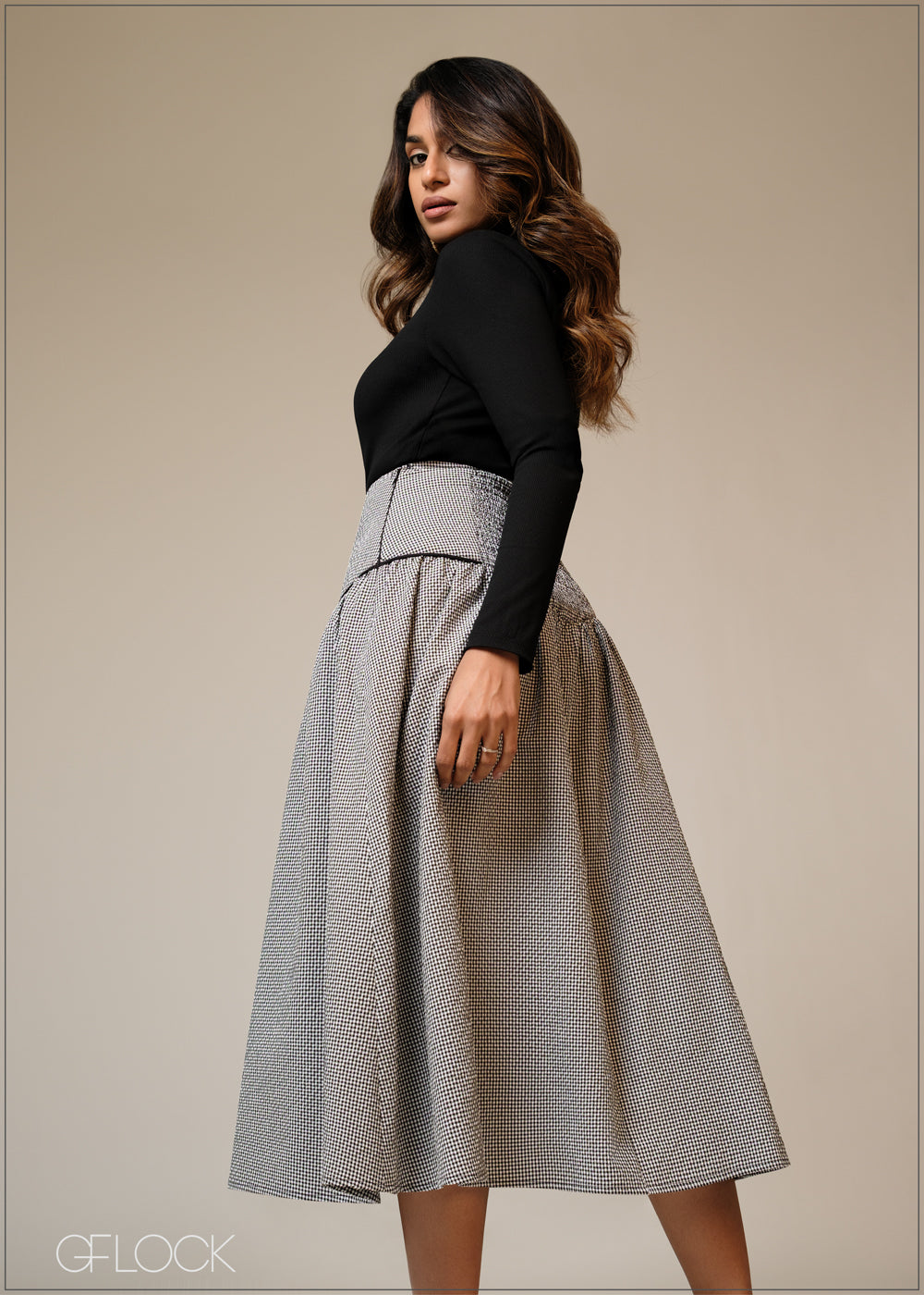 Gingham Midi Skirt - 101125