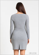 Long Sleeve Rib Dress - 181124