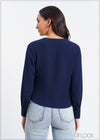 V-Neck Long Sleeve Top - 030225