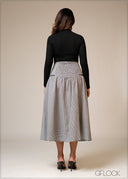 Gingham Midi Skirt - 101125