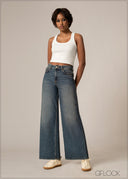 Mid Wash Wide Leg Jean - Long Length - 220826D