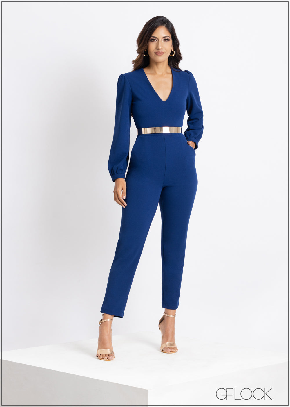 Long Sleeve Pocket Detail Jumpsuit - 160623