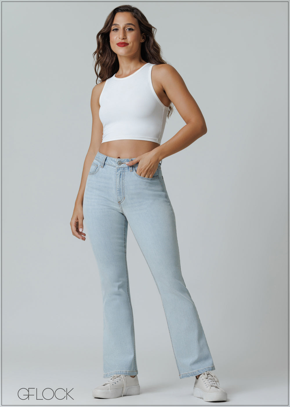 Light Wash Flare Jean - Long Length - 211224