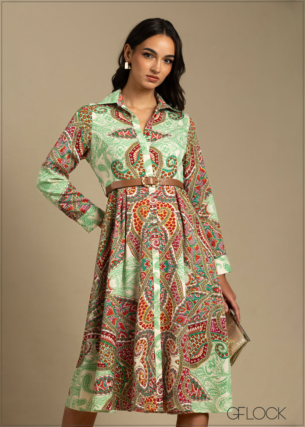 A-Line Midi Shirt Dress - 240925