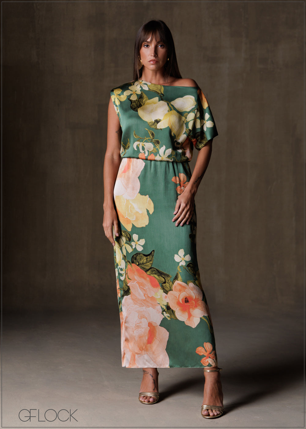 One Off Shoulder Maxi Dress - 191225