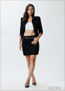 Black Denim Short Skirt - 251125D