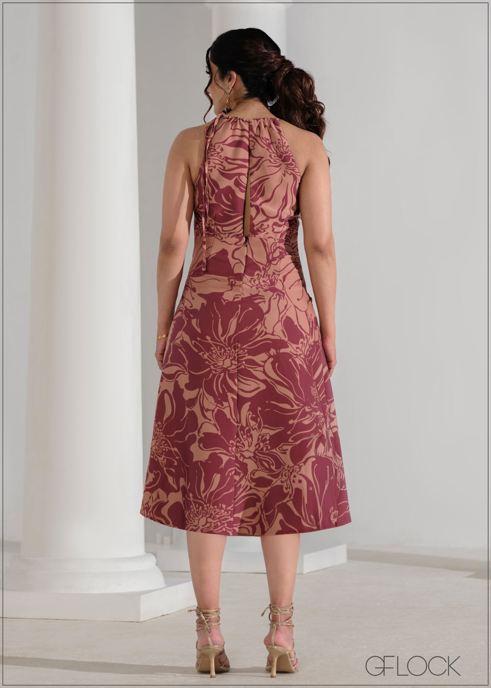 Knot Detail Halter Neck Midi Dress - 090625