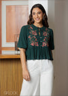 Embroidery Peplum Blouse - 181224