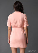 Side Ruched Collared Shirt Dress - 020525