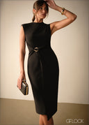 Trim Detailed Sleeveless Midi Dress - 271125