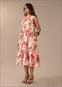 Printed Pintuck Dress - 290726