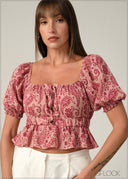 Puff Sleeve Frill Top - 090326