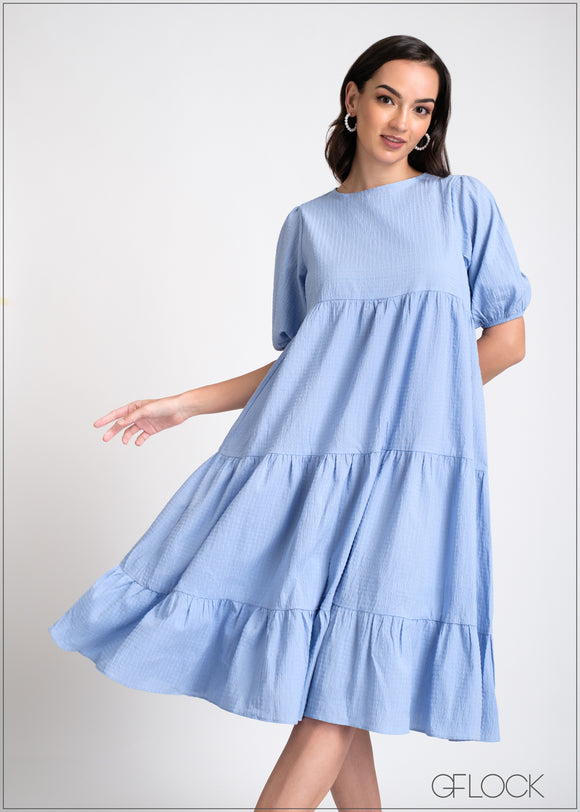 Textured Tiered Midi Dress - 170225