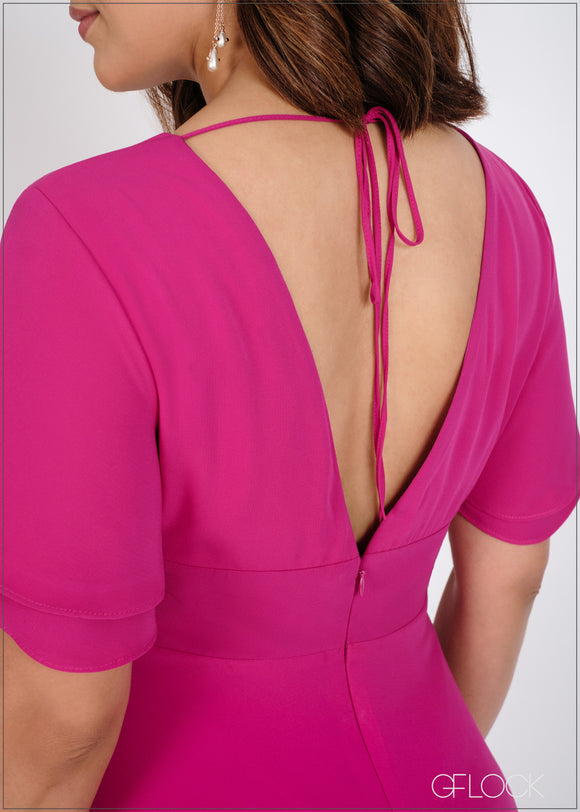 Flutter Sleeve Slit Detail Maxi Dress - 310524