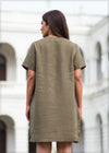 Notch Neck Linen Dress  - 040823