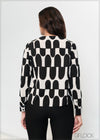 Printed Long Sleeve Top with V-Neck Detail - 061123