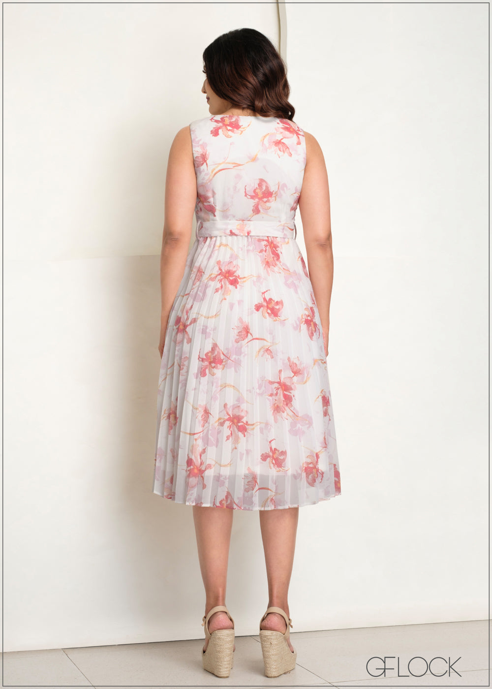Pleated Floral Dress - 140625
