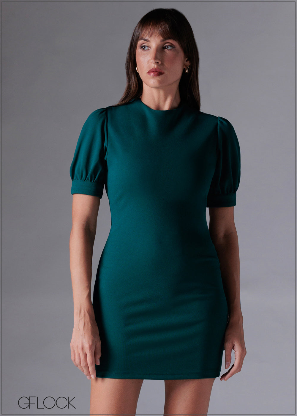 Puff Sleeve Bodycon Mini Dress - 211225C