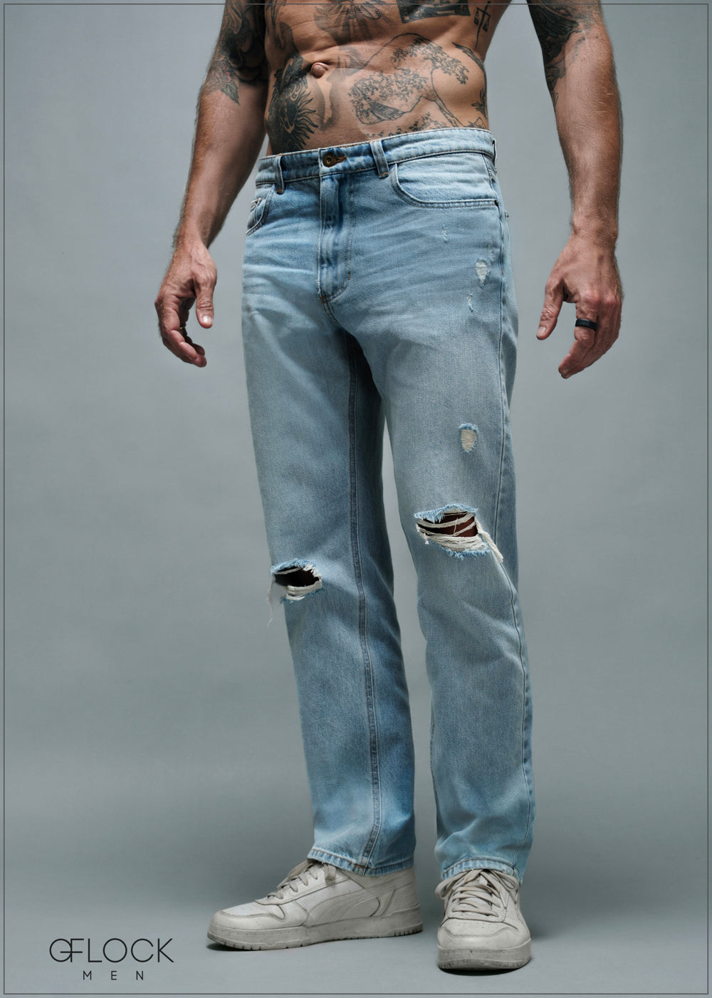 Straight Fit Ribbed Jeans - Short Length - 010925