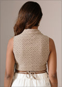 Printed Back Detailed Waistcoat - 121026