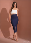 Front Slit Detail Midi Skirt - 070723