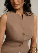 V-Neck Sleeveless Waistcoat - 231026