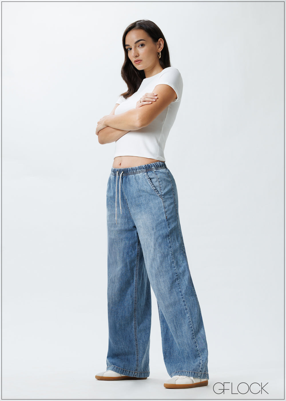 Straight Leg Jean With Elastic Waist - Long Length - 251125D