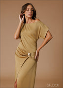 Knot Detail Cold Shoulder Dress - 140826