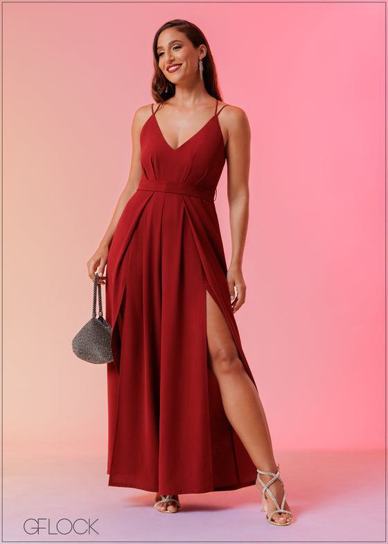 V-Neck Strappy Jumpsuit - 120225