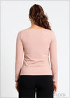 Boat Neck Long Sleeve Knit Top - 211024