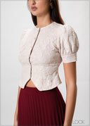 Puff Sleeved Button-Down Top - 230926W