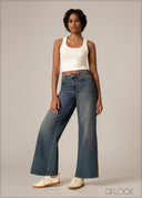 Mid Wash Wide Leg Jean - Short Length - 220826D