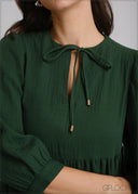 Balloon Sleeve Gauze Dress - 250425