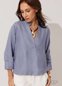 Linen Deep V-Neck Top - 120826