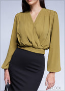 Front Pleat Overlap Top - 100425