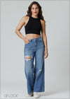 Baggy Ripped Wide Leg Jeans - Long Length - 211224