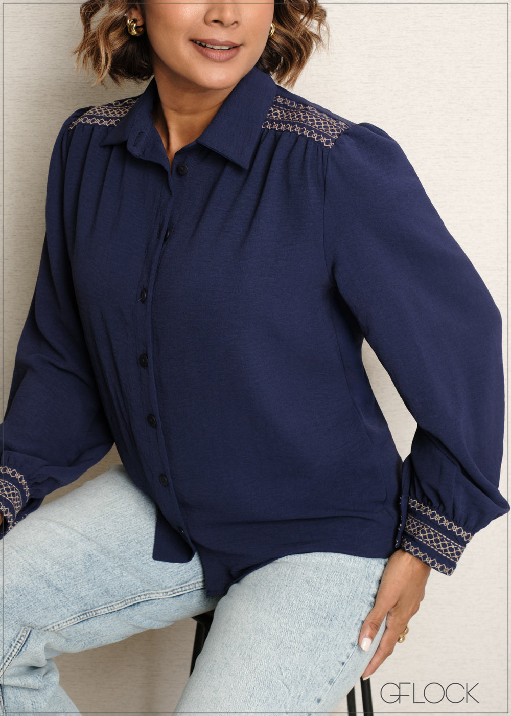 Embroidery Cuff Detail Shirt - 090525