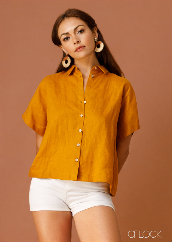 Extended Sleeve Linen Shirt - 040823