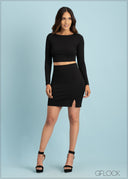 Slit Detail Mini Skirt - 020623