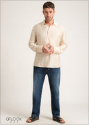 Half Placket Long Sleeve Shirt - 171024