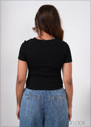 V-Neck Rib Top - 280826