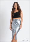 High Waisted Slit Detail Skirt - 050824